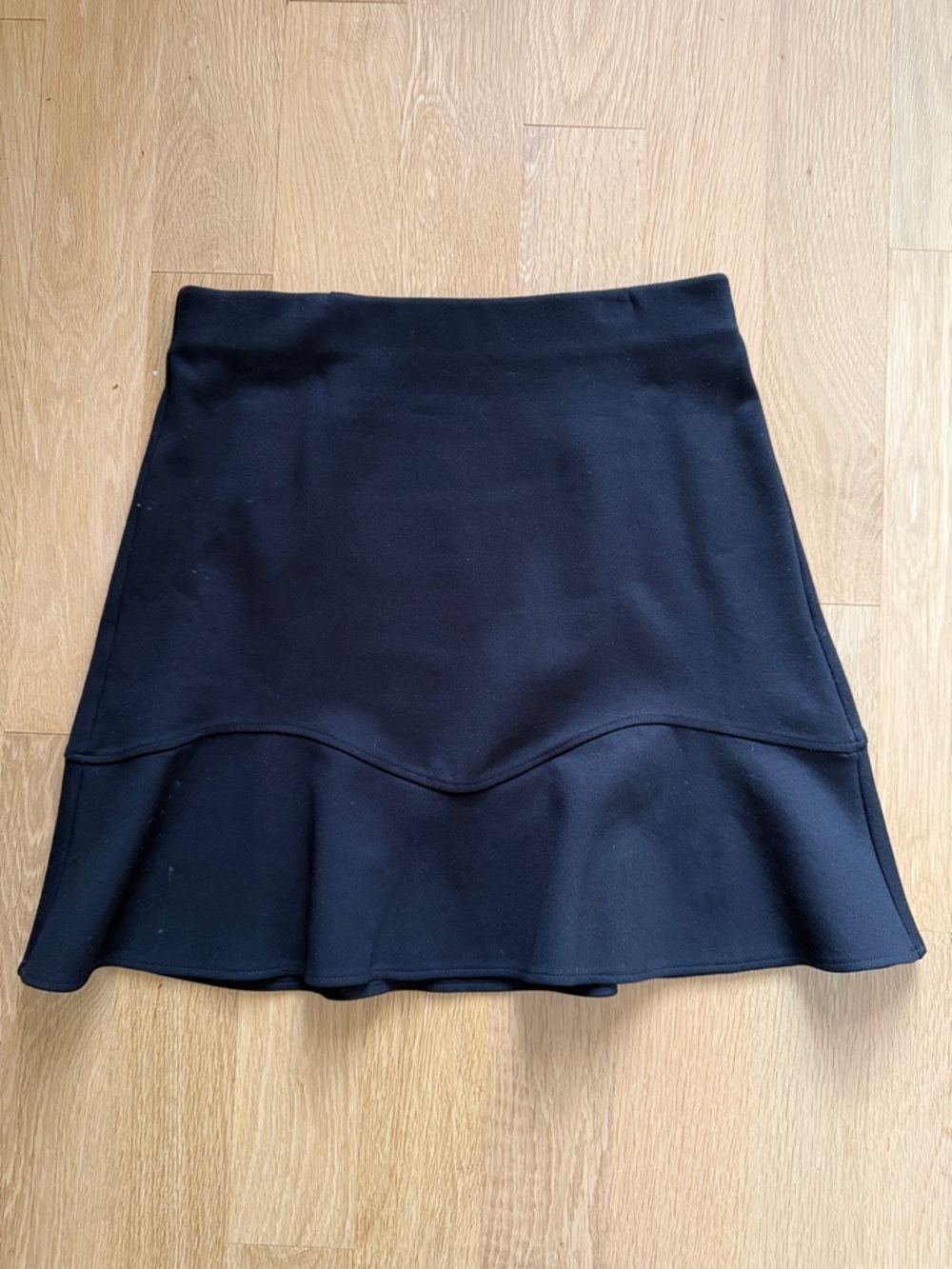 LOFT Black Flounce Hem Mini Skirt